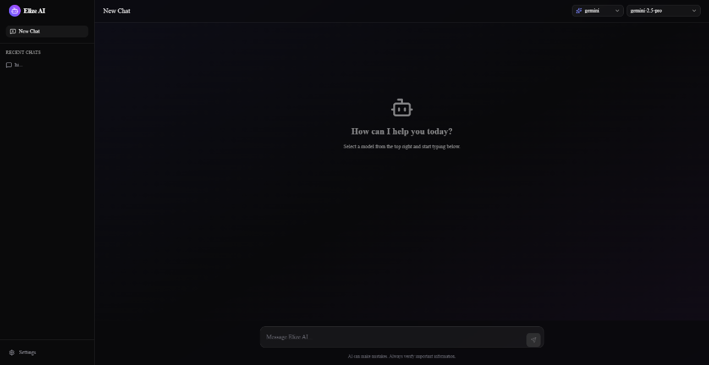 Elize AI Chat Interface